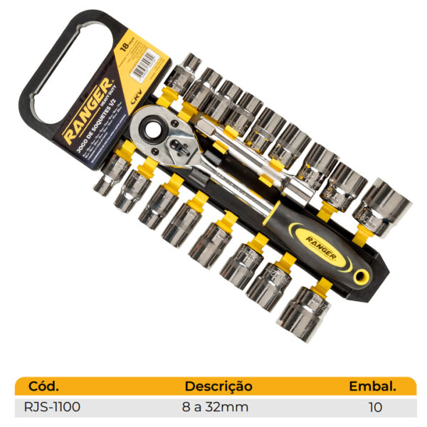 JOGO DE SOQUETE ESTRIADO 1/2” (RJS-1100) - Image 2