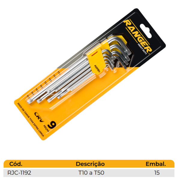 JOGO DE CHAVE TORX LONGA (RJC-1192) - Imagem 2