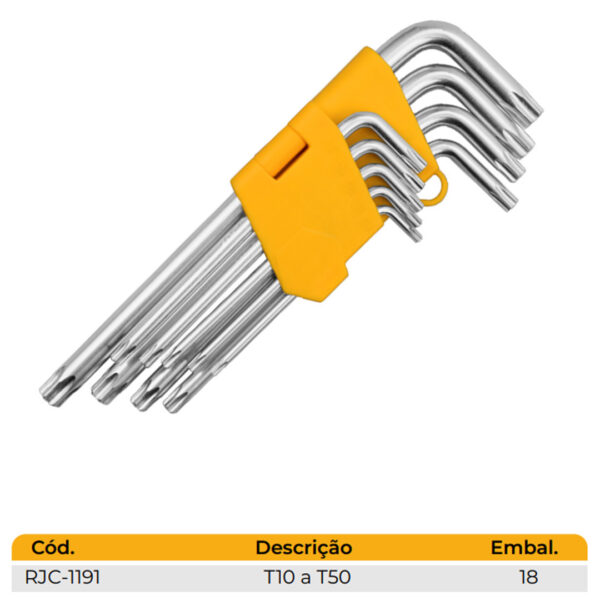 JOGO DE CHAVE TORX CURTA (RJC-1191) - Imagem 2
