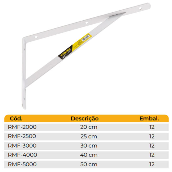 SUPORTE PARA PRATELEIRA (MÃO FRANCESA) BRANCA (RMF-2000/2500/3000/4000/5000) - Imagem 2